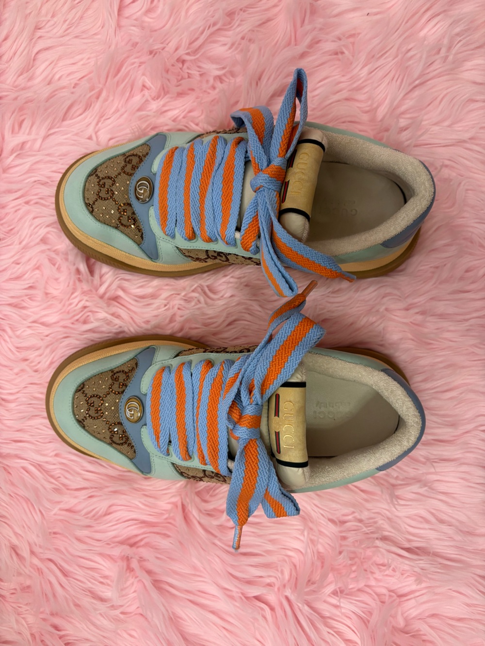 GUCCI WOMEN'S SCREENER SNEAKER WITH CRYSTALS SIZE 39 - Picture 6 of 10